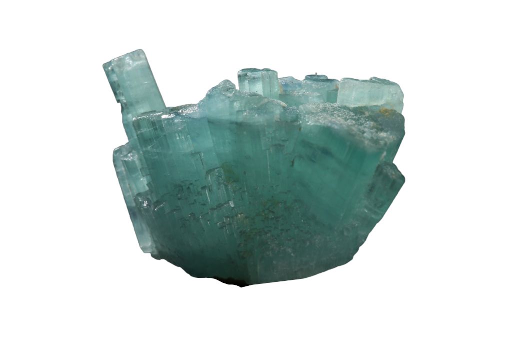 Indicolite gemstone on a white background