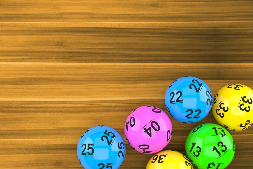 Lottery balls on a wooden surface