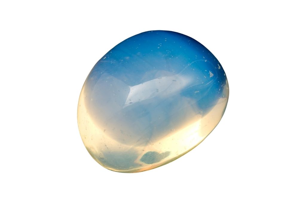 Opalite crystal on a white background