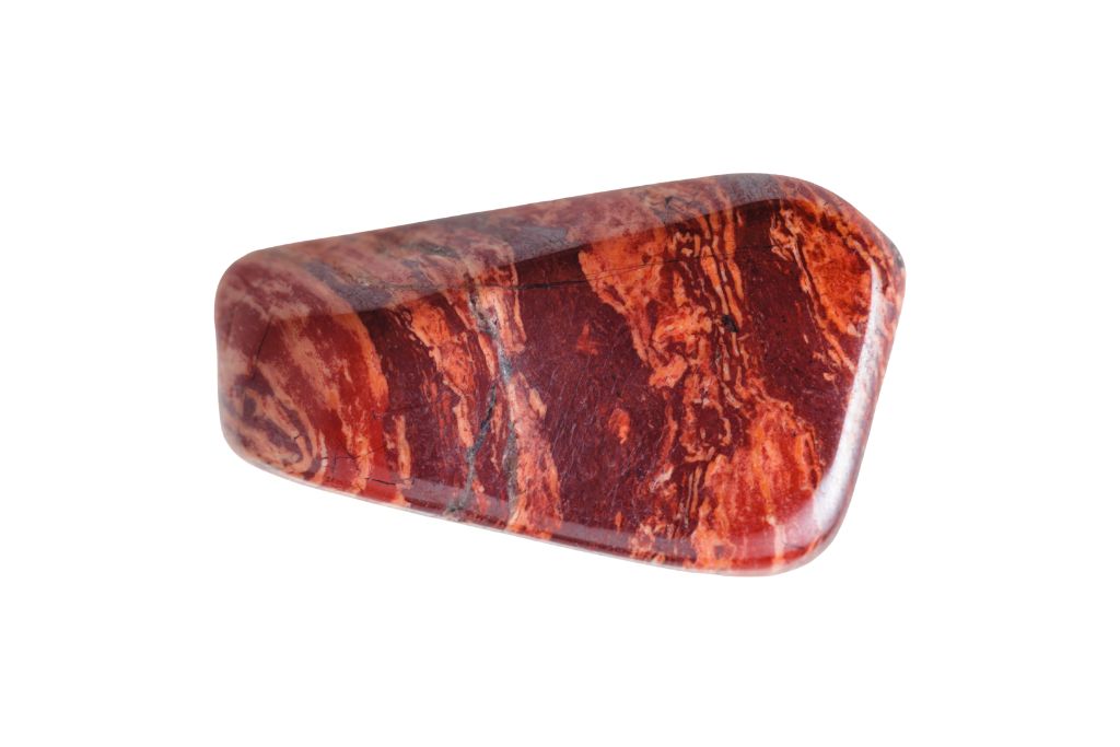 Red Brecciated jasper on a white background