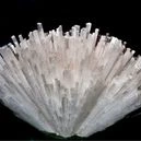 Scolecite crystal on a black background