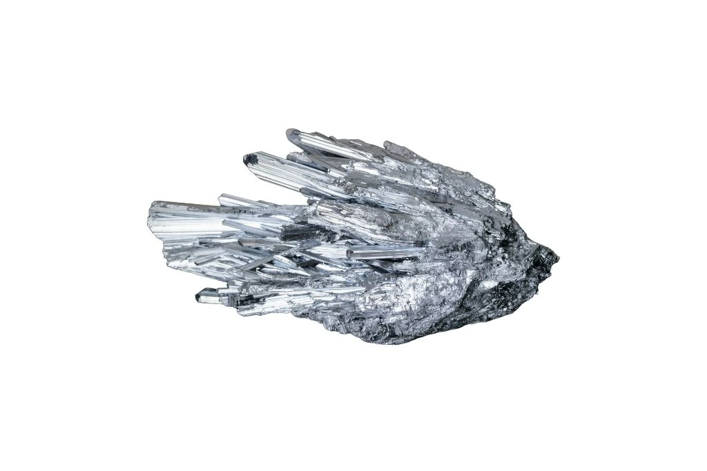 Spray Shape Stibnite on a white background