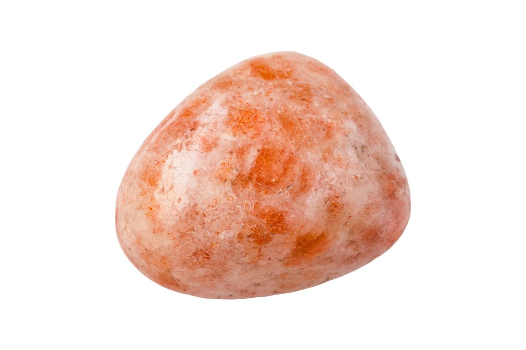 Sunstone gemstone on a white background