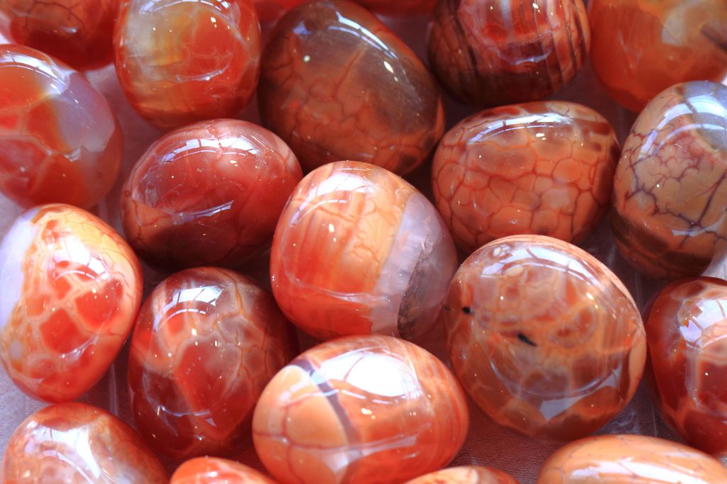 Tumbled fire agate crystals