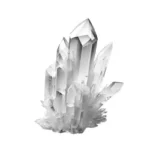 colorless crystal on a white background