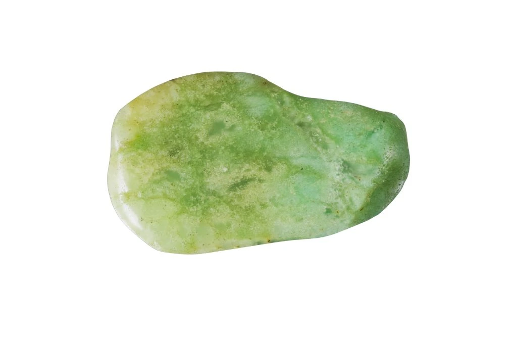 Chrysoprase crystal on a white background