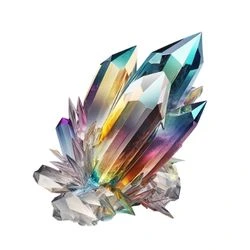 a crystal colored in multicolor on a white background