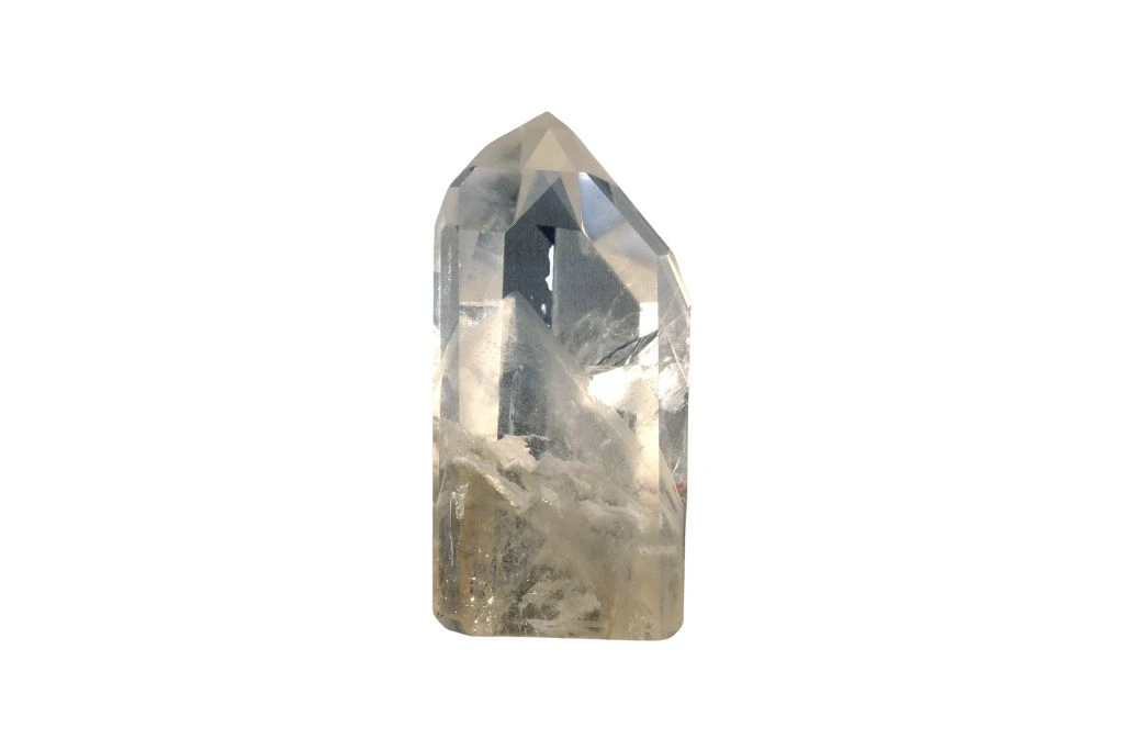 Natural White Ghost Pyramid Phantom Quartz Crystal Round Beads