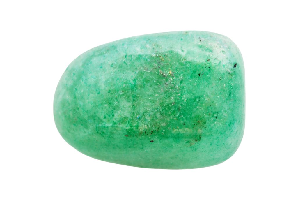 polished green adventurine on a white background