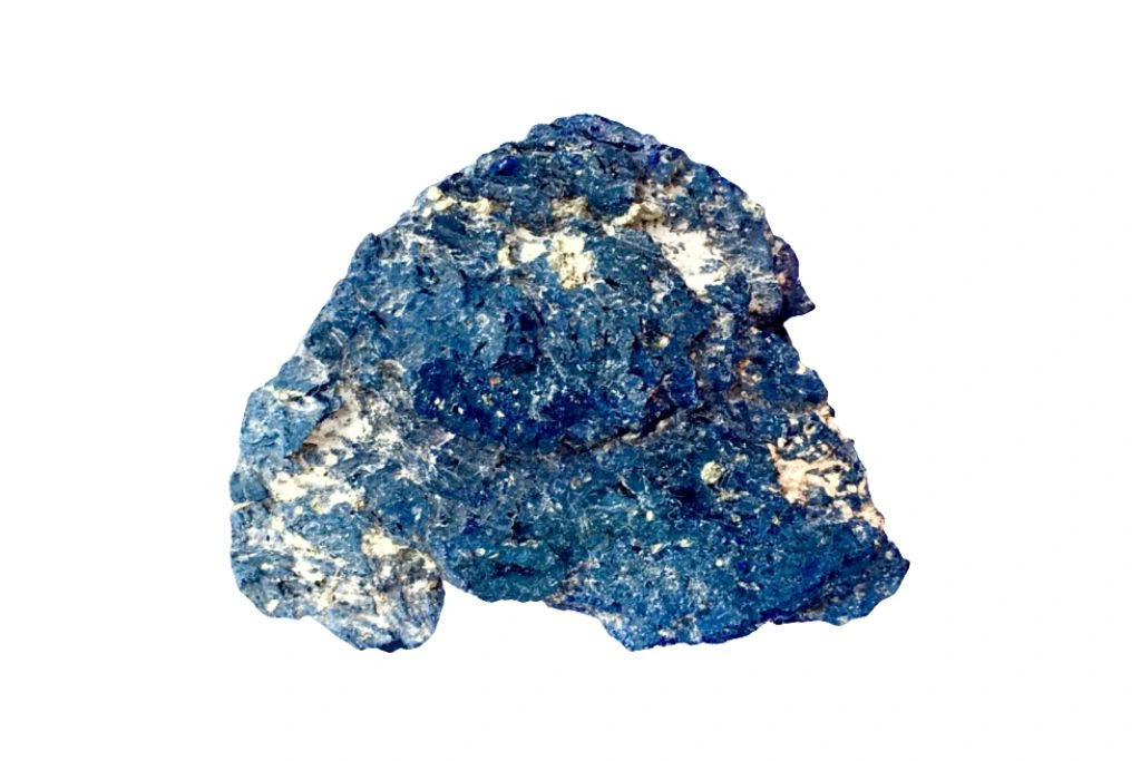 raw azurite crystal on a white background
