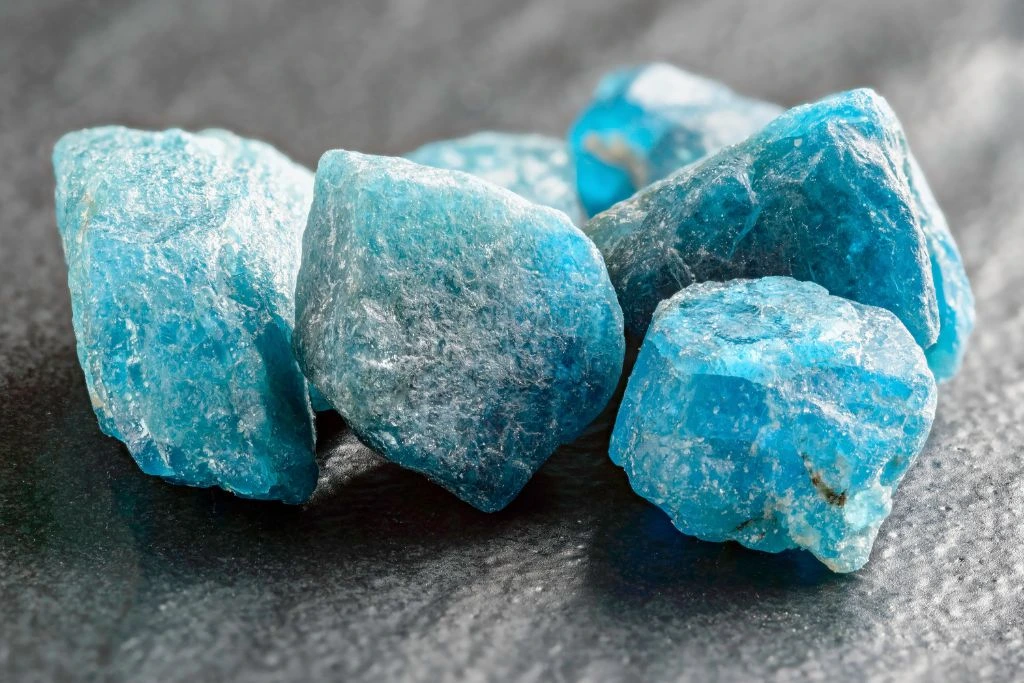 raw blue apatite crystals