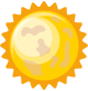 A custom graphic icon for Rising Planet