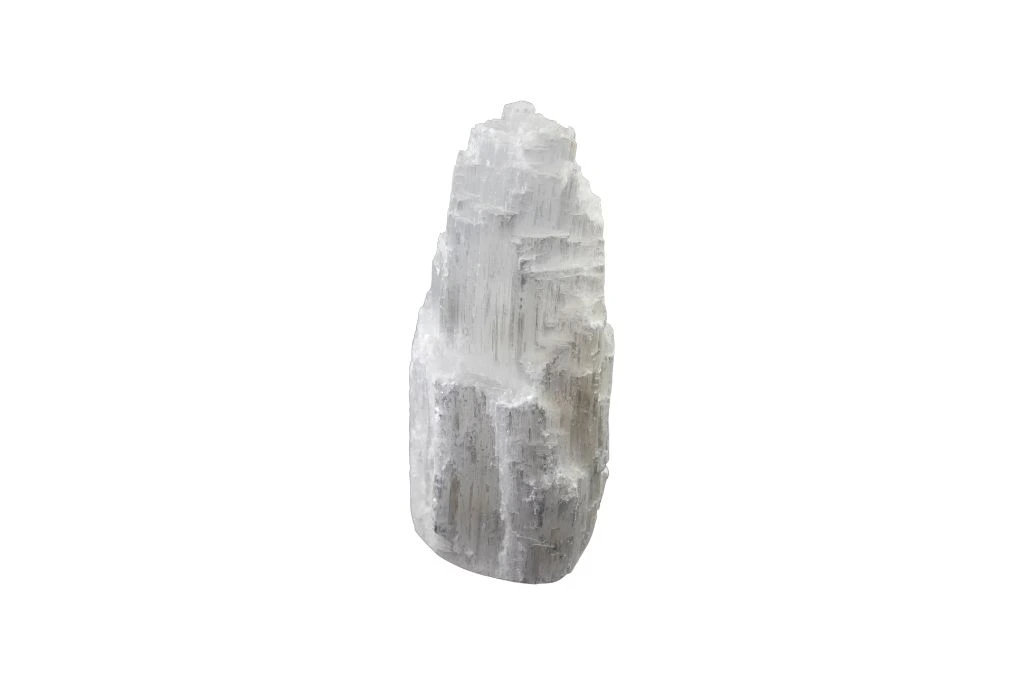 Selenite tower shape on a white background