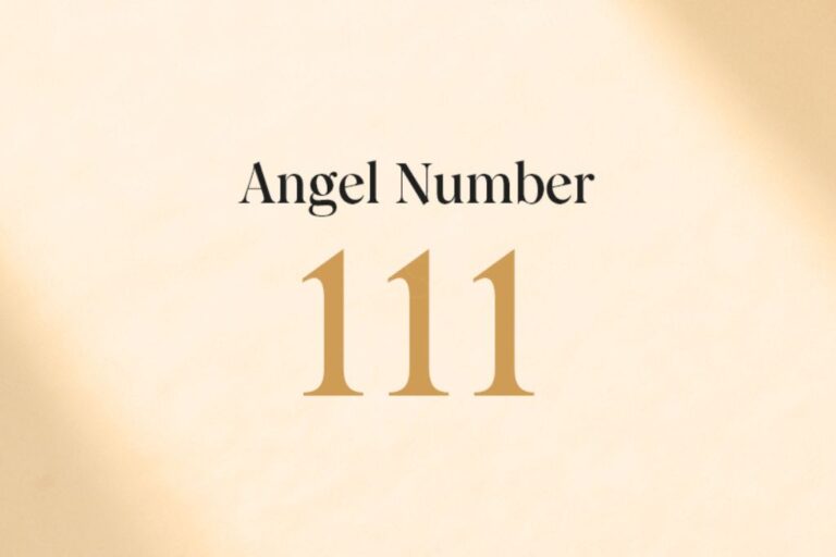 angel number 111 written on a beige background