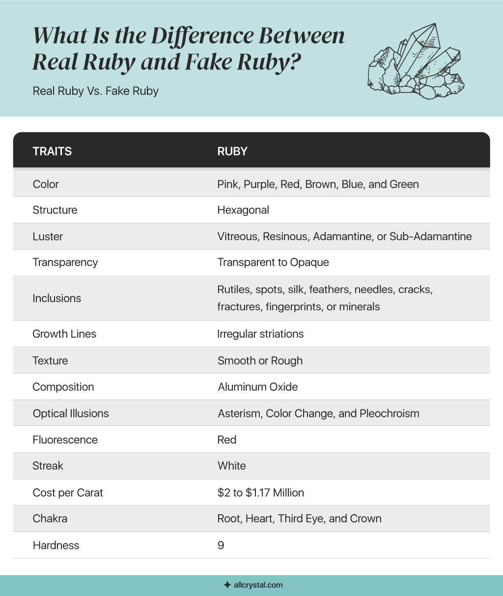 A custom graphic comparison for the traits of a real ruby