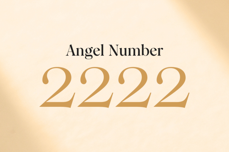 2222 angel number on beige background