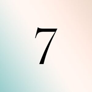 The numerical number seven on a beige to light green gradient