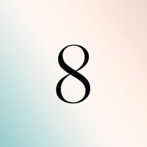The numerical number eight on a beige to light green gradient