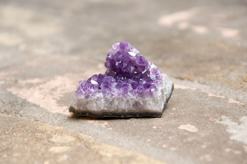 Amethyst on the cemented ground