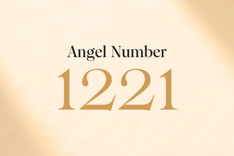 angel number 1221 written on a beige background
