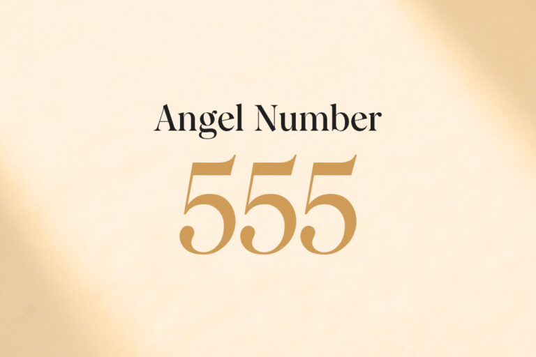 angel number 555 written on a beige background