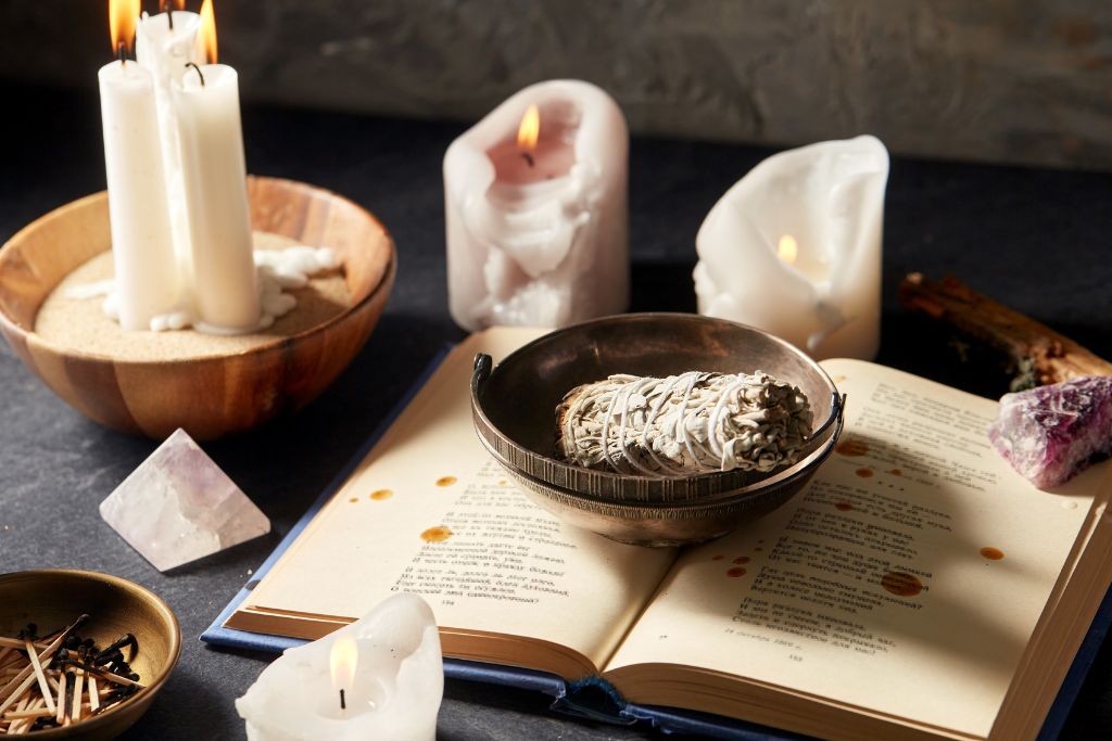 Crystals and Candles on the table