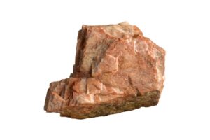 A feldspar crystal on a white background