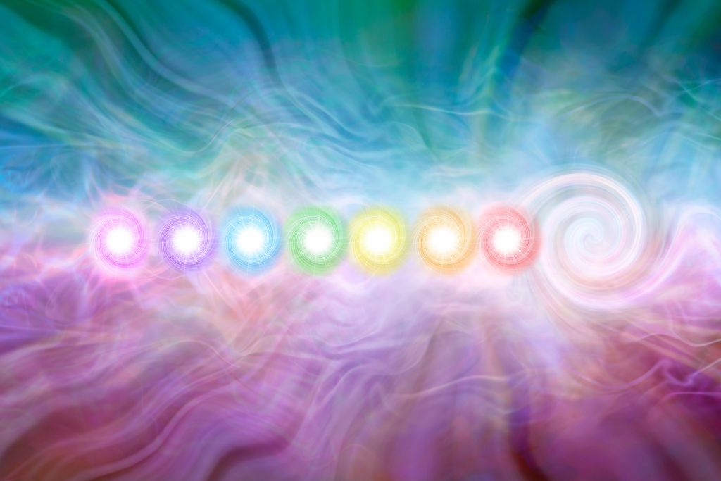 Circles with different colors that is representing different kundalini energies