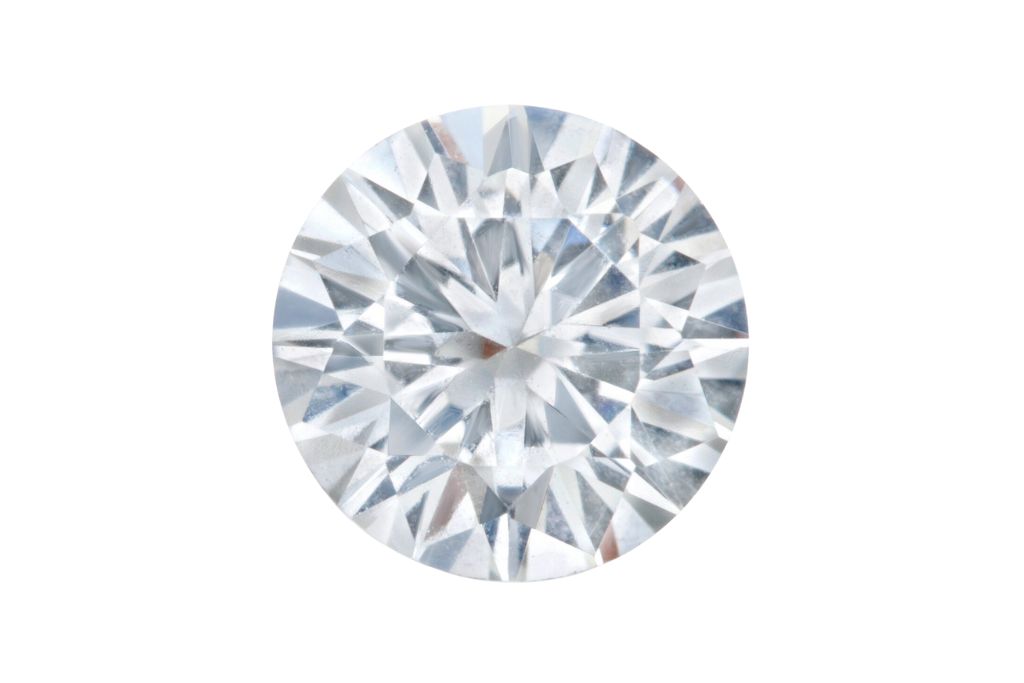 A Clear or White Sapphire on a white background