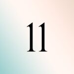 The numerical number eleven on a beige to light green gradient