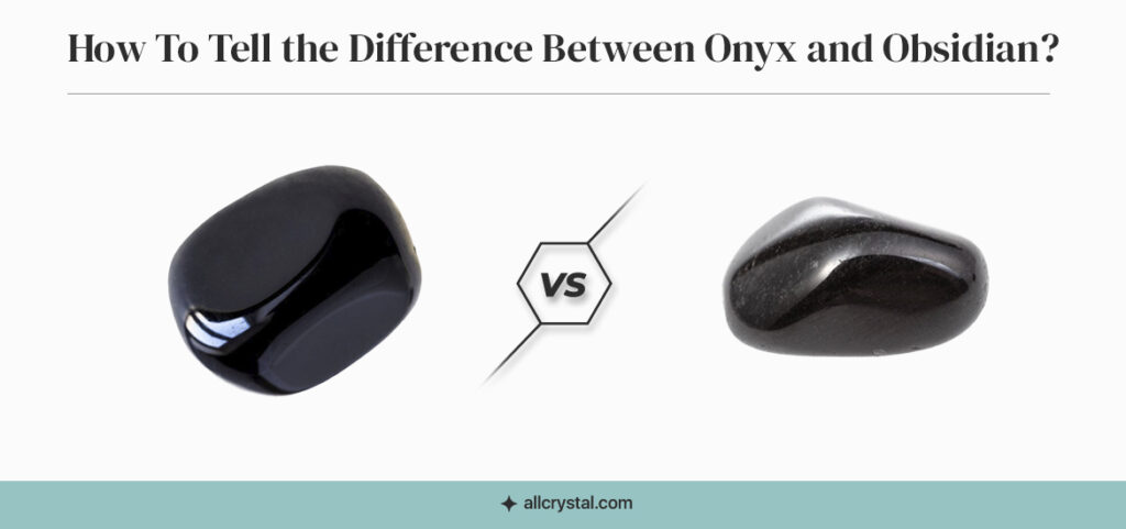 a graphic designed image comparison of black onyx and black obsidian