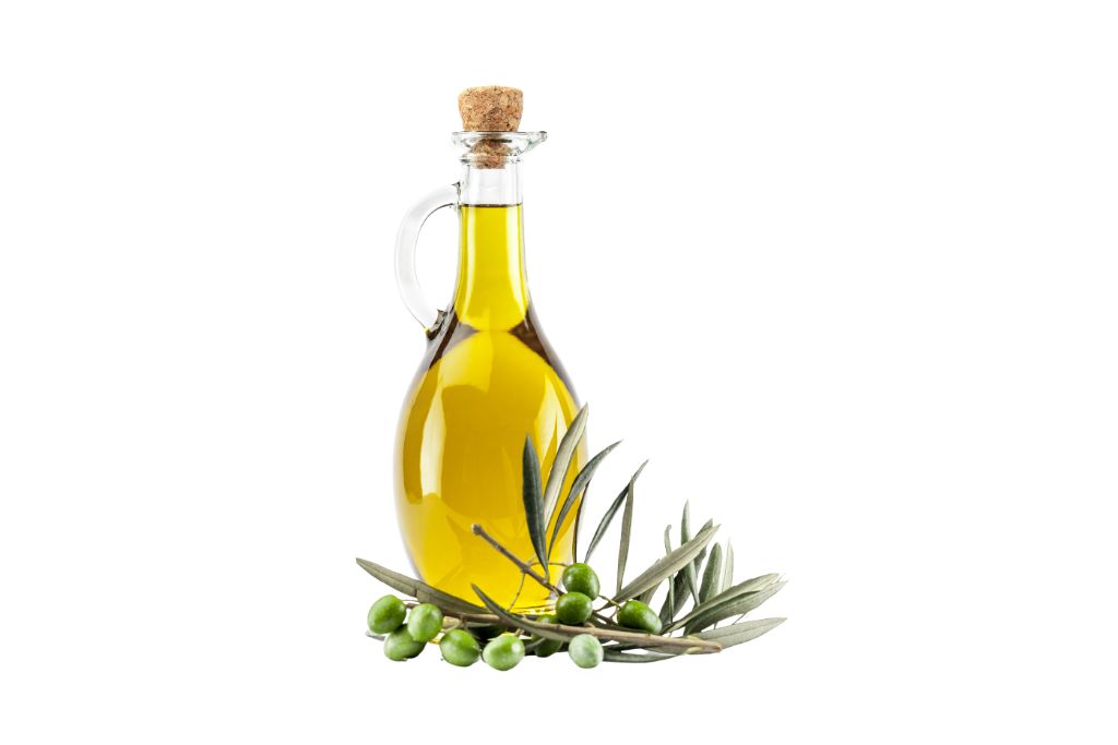 Olive oil and Olives on a white background
