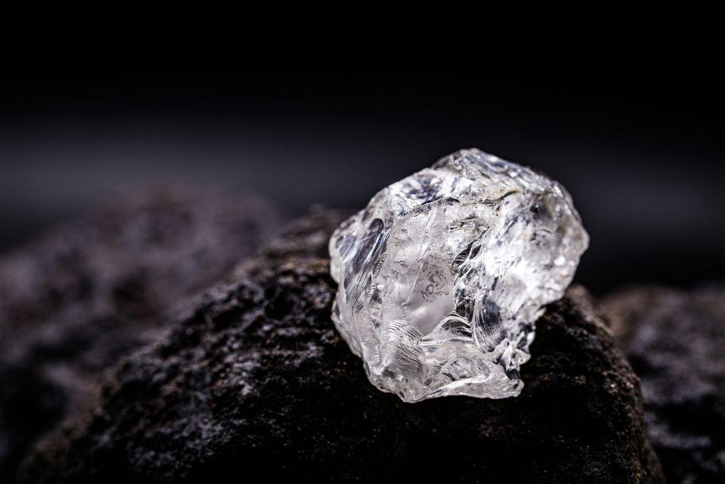 petalite crystal on a rock