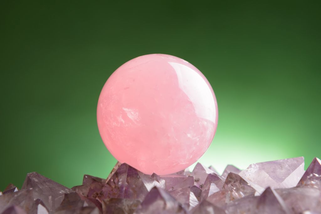 Focused spherical pink rose quartz 