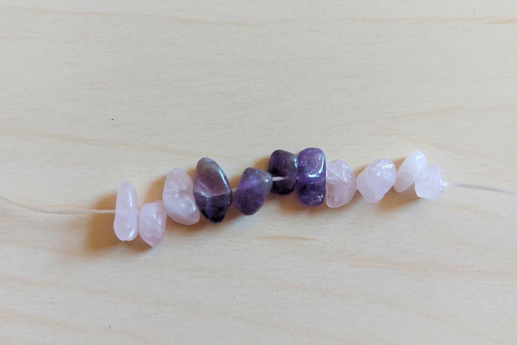 crystal beads inside a thread