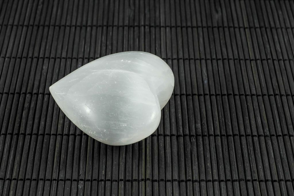 Selenite crystal on a black background