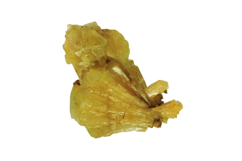 Yellow Adamite Crystal on a white background