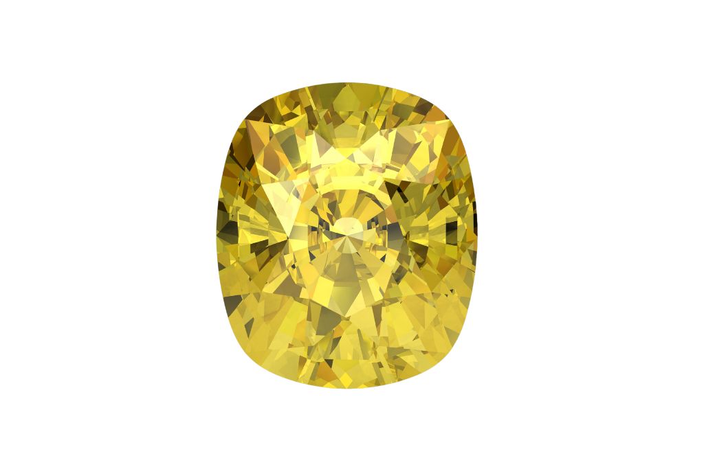 yellow sapphire crystal on a white background
