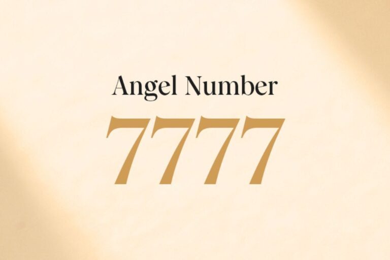 angel number 7777 on beige background