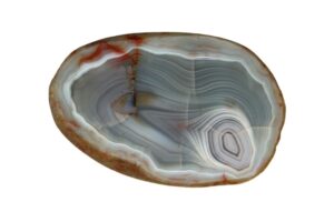 A lake superior agate on a white background