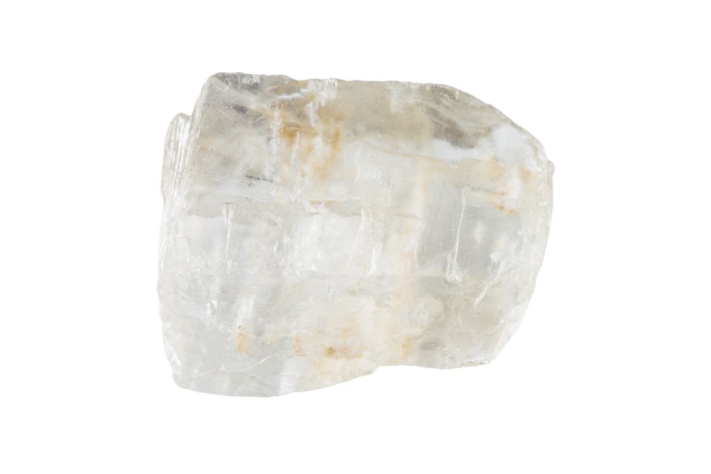 Petalite crystal on a white background
