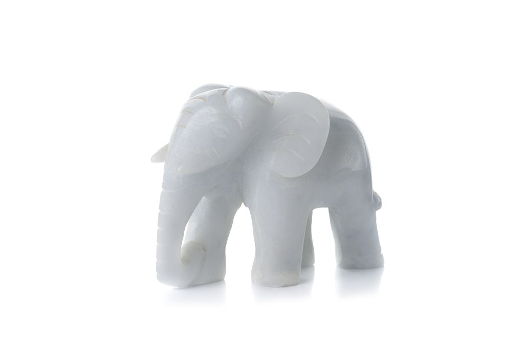 A white Jade elephant on a white background