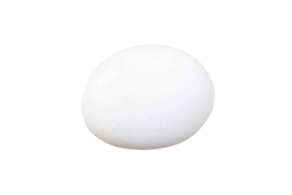 A white opal crystal on a white background