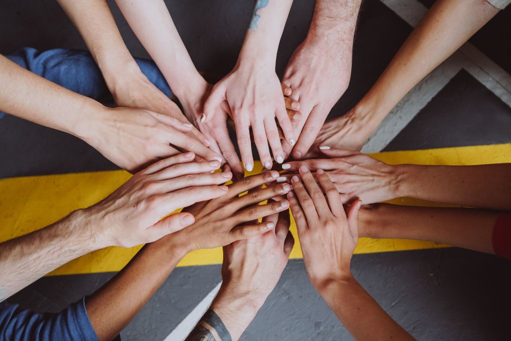 A group of hands together