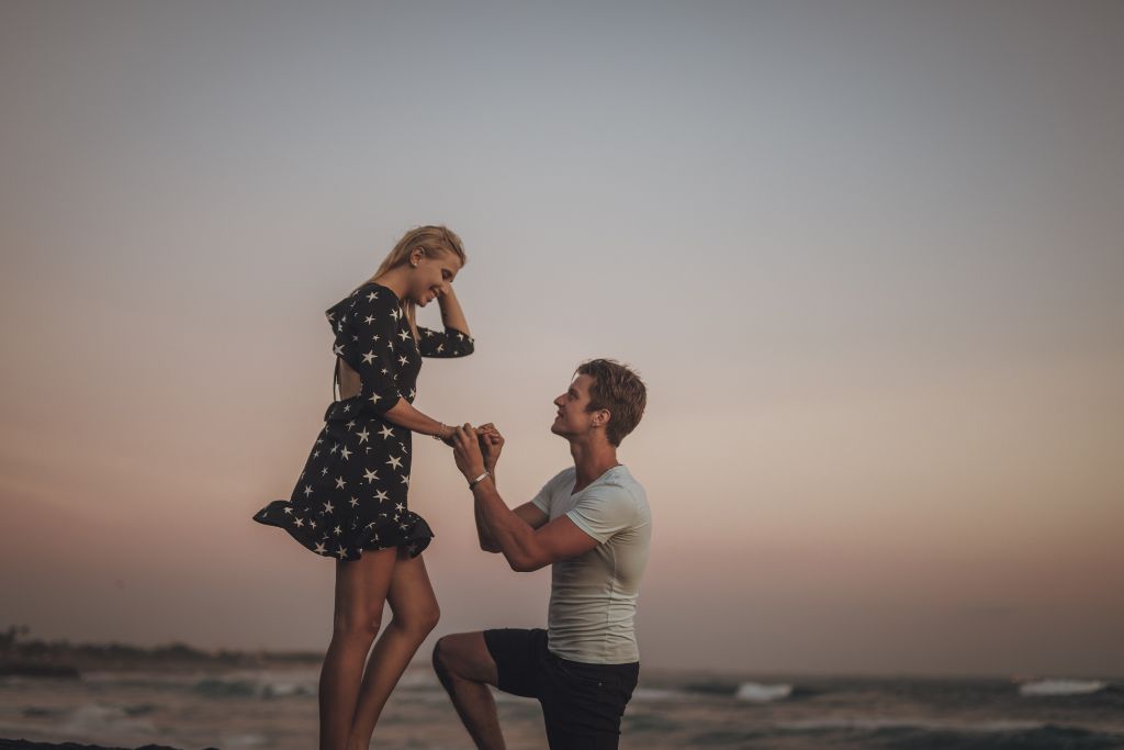 A man proposing to his girlfriend