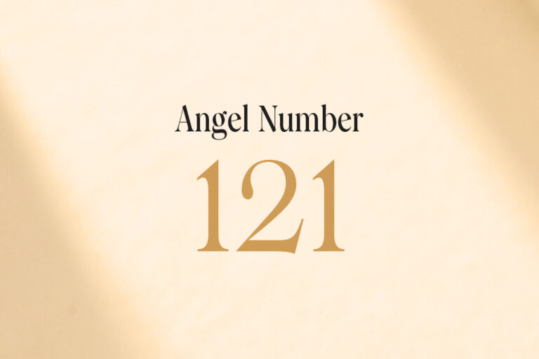 angel number 121 written on a beige background
