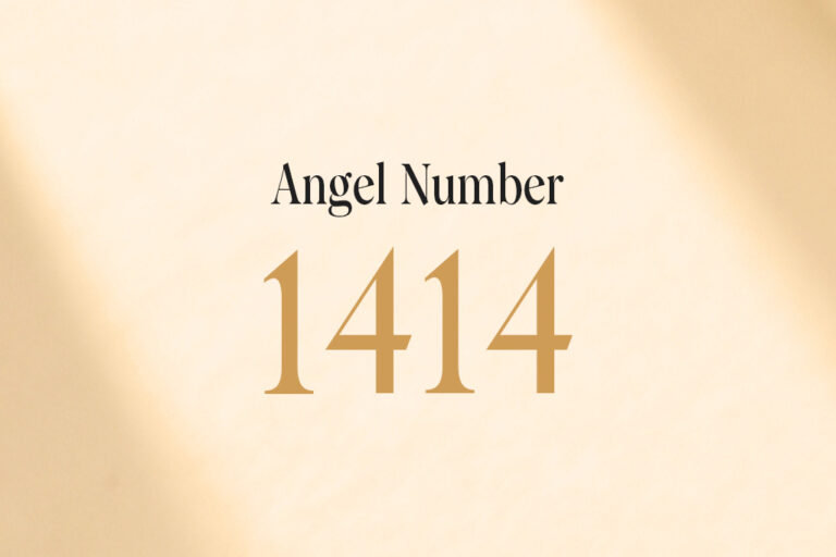 angel number 1414 written on a beige background