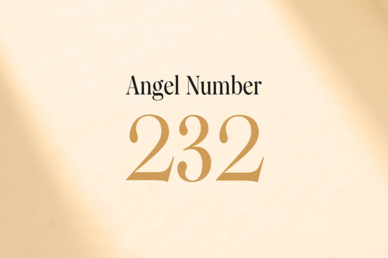 angel number 232 written on a beige background