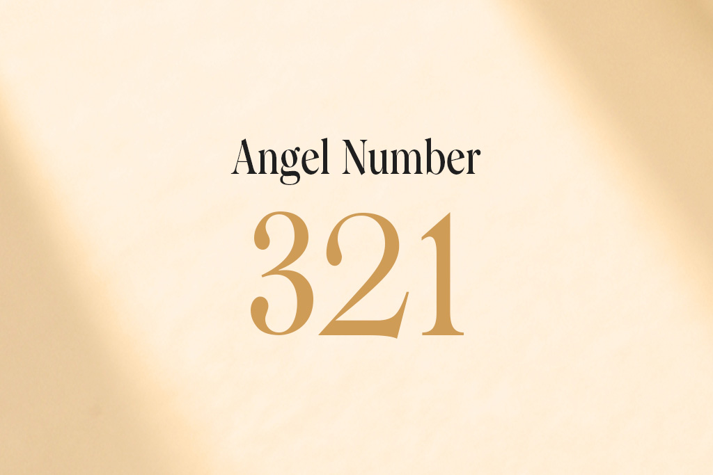 angel number 321 written on a beige background