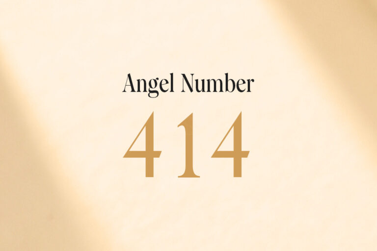 angel number 414 written on a beige background